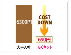 大手有線サービスと比べて約10分の1のコストで済みます